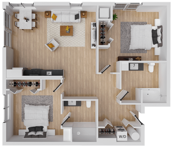 Moxie 4 - 1,013 square foot two bedroom, two bath apartment