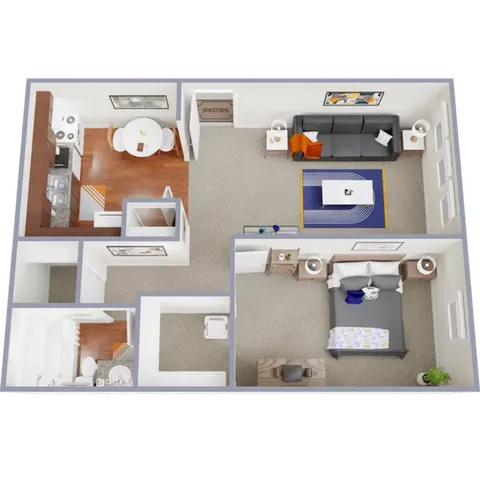 A1 - 651 square foot one bedroom, one bath apartment home