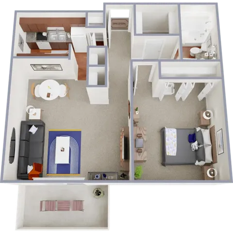 A2 - 751 square foot one bedroom, one bath apartment home