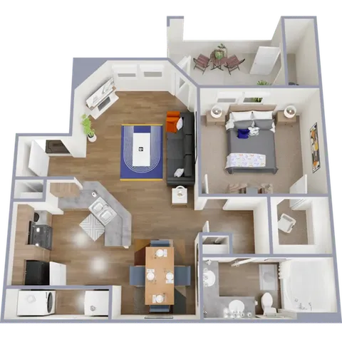A2 - 731 square foot, one bedroom, one bath apartment