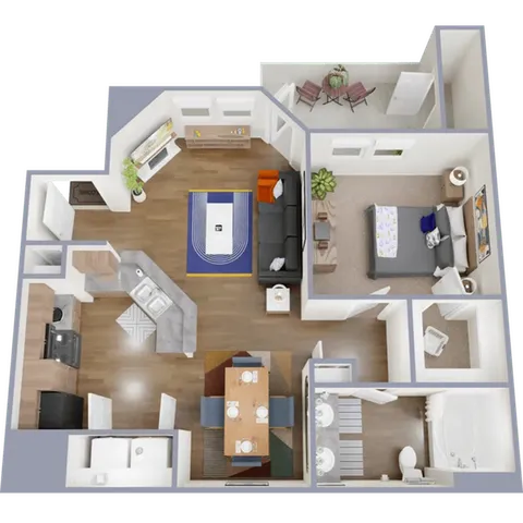 A4 - 752 square foot, one bedroom, one bath apartment