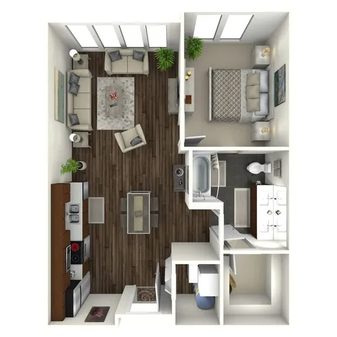 646 square foot one bedroom, one bath apartment home