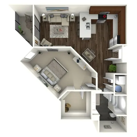778 square foot one bedroom, one bath apartment home