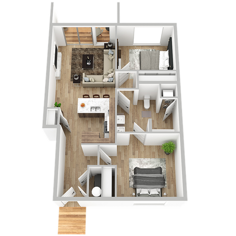 837 square foot two bedroom, one bath apartment home