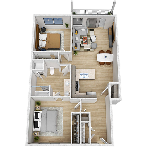946 square foot two bedroom, one bath apartment home