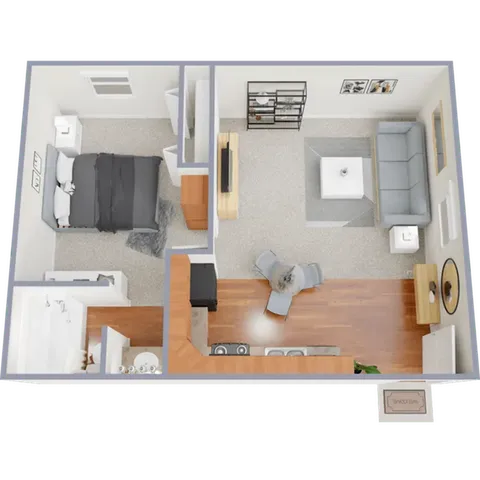 One bedroom, one bath, 520 square foot apartment home