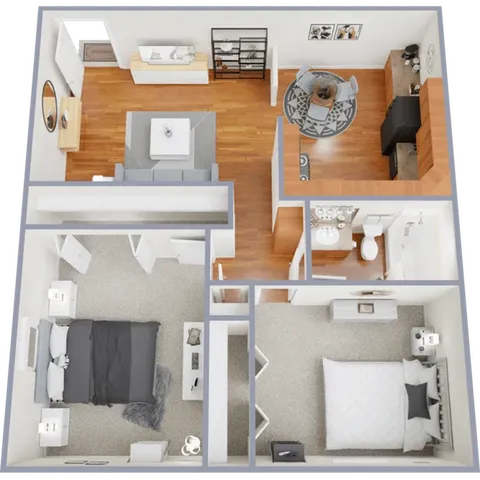 Two bedroom, one bath, 780 square foot apartment home