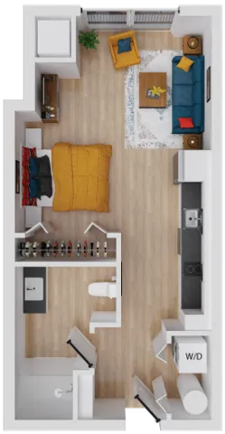 Liv 2 - 475 square foot studio apartment