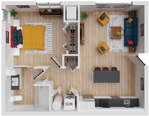 Mojo 5 - 690 square foot one bedroom, one bath apartment