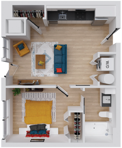Vigor 1 - 546 square foot one bedroom, one bath apartment