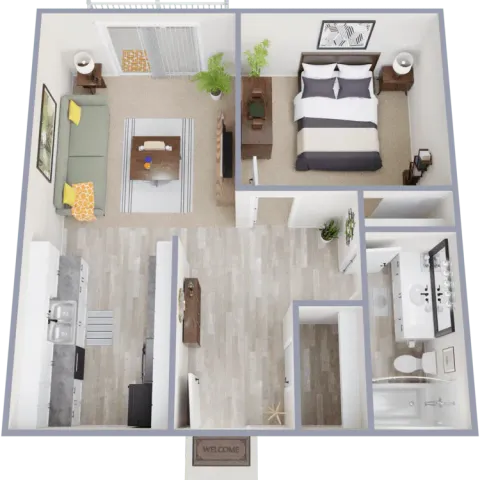 540 square foot one bedroom floor plan