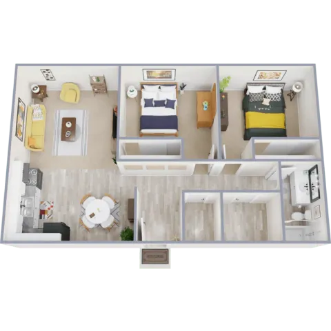 850 square foot two bedroom apartment