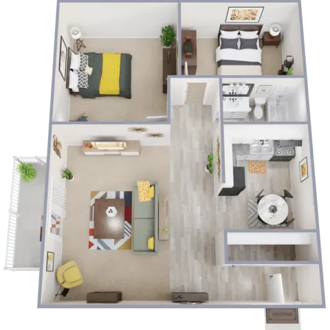 900 square foot two bedroom apartment