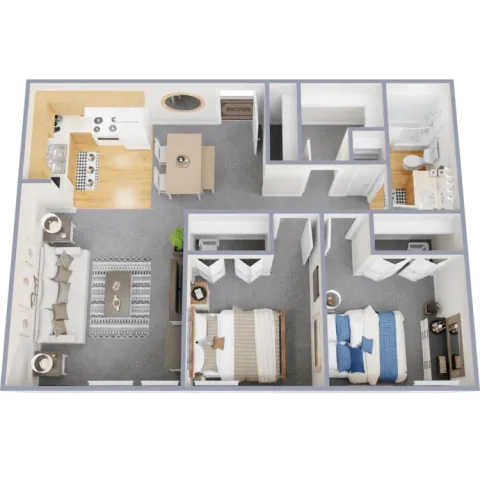 Two bedroom, one bath, 720 square foot apartment home