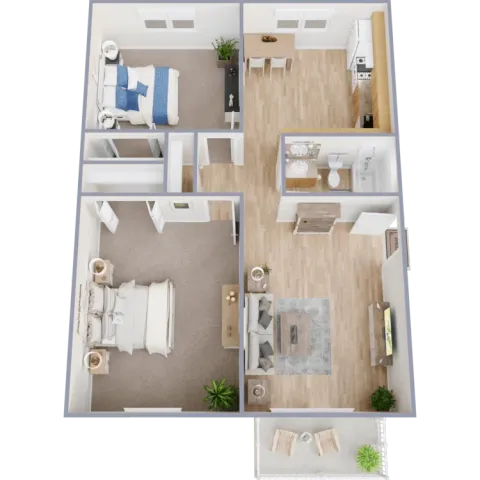 Two bedroom, one bath, 1,000 sq ft
