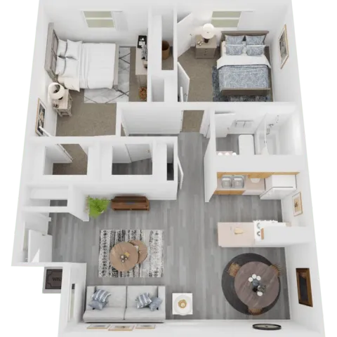 Two bedroom, one bath apartment home