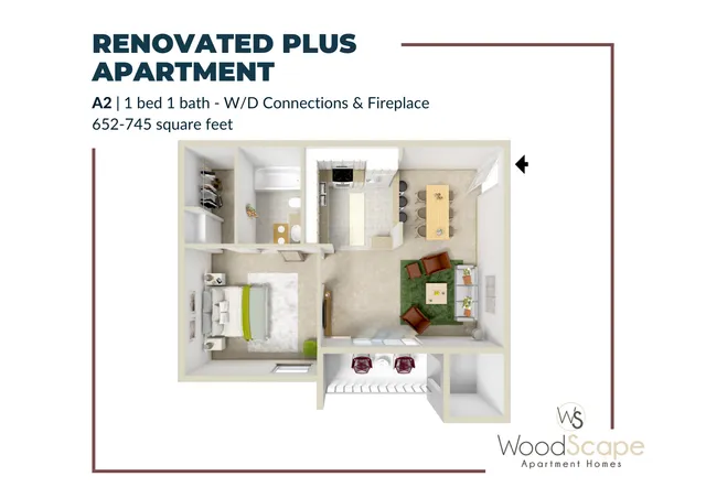 A2 (W/D Connections and Fireplace) Renovated Plus