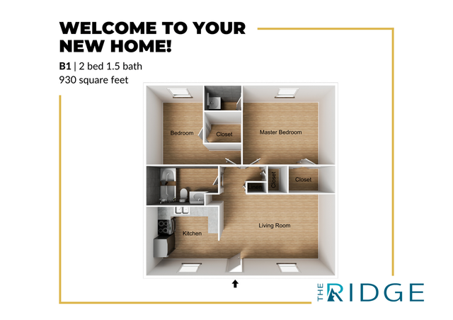 2 bedroom 1.5 bath apartment