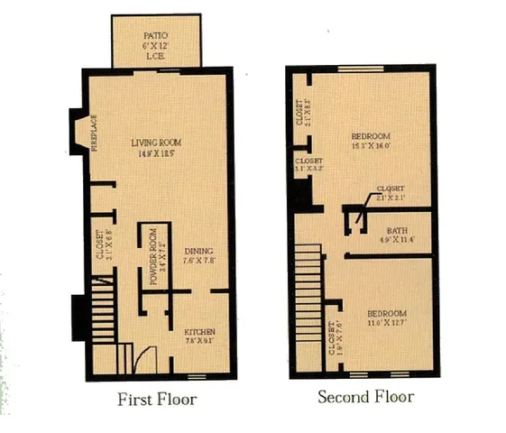 Charming 2-story floor plan featuring a spacious living room, cozy kitchen, and dining area on the first floor, with 2 large bedrooms and ample closet space on the second floor. Includes a patio for outdoor enjoyment.