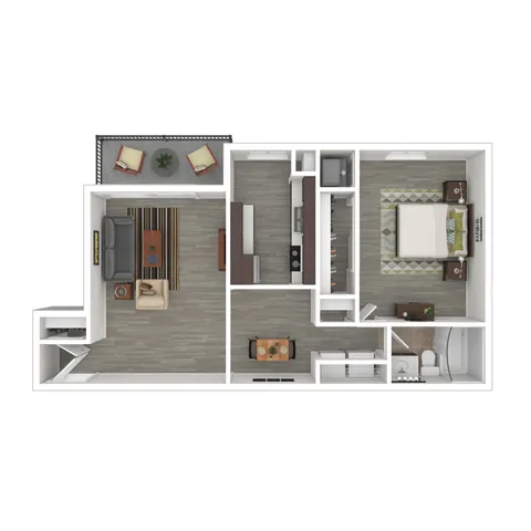 Terrace View 1x1 Apartment 3D