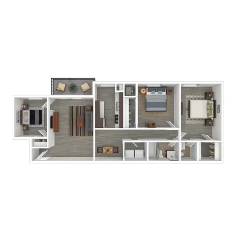 Terrace View 3x1.5 Apartment 3D