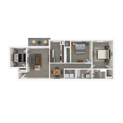 Terrace View 3x2 Apartment 3D