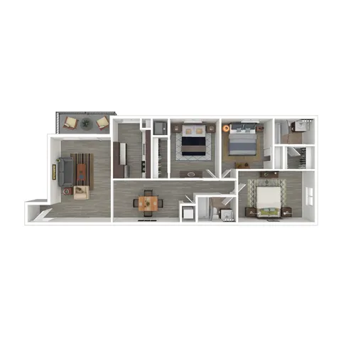 Terrace View 3x2 Apartment 3D