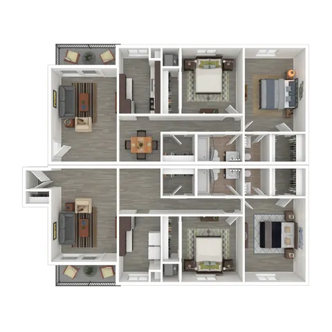 Terrace View 4x2.5 Apartment 3D
