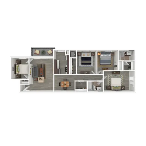 Terrace View 4x2 Apartment 3D