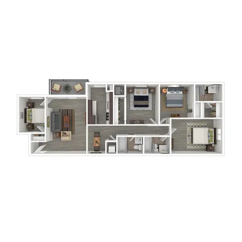 Terrace View 4x3 Apartment 3D