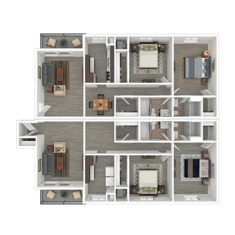 Terrace View 4x4 Apartment 3D