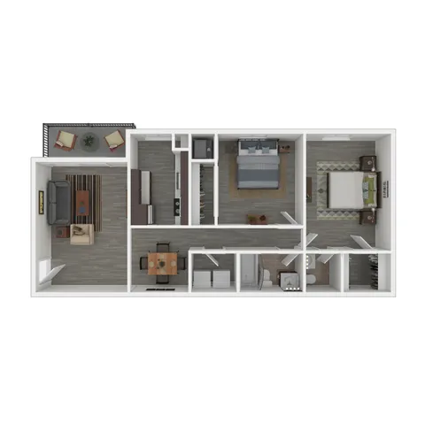 Terrace View 2x1.5 Apartment 3D