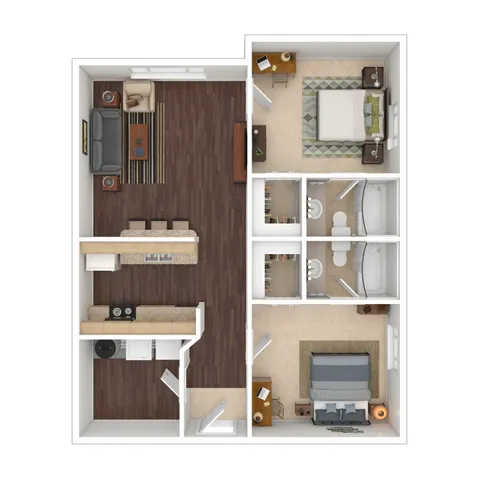 2x2 L 3D Floorplan