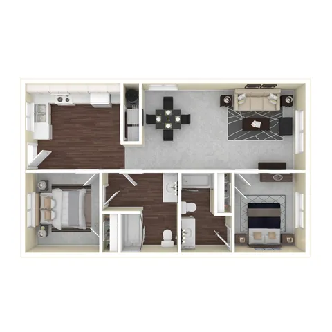 VOM V2-1 2B2B Furnished Floorplan