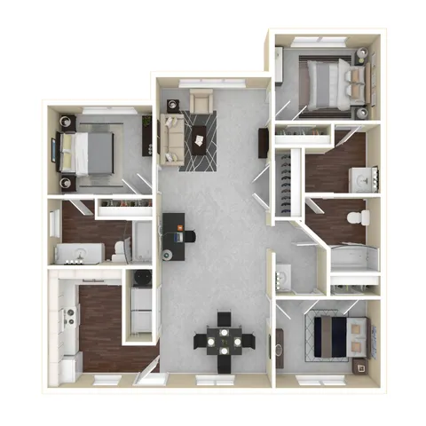 VOM V3-1 3B2B Furnished Floorplan