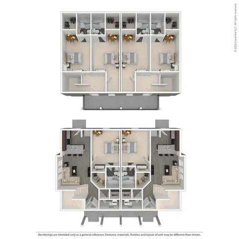 3 Bed Duplex Upper Deck 3D Floorplan