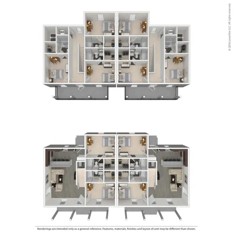 5 Bed Duplex Upper Deck 3D Floorplan