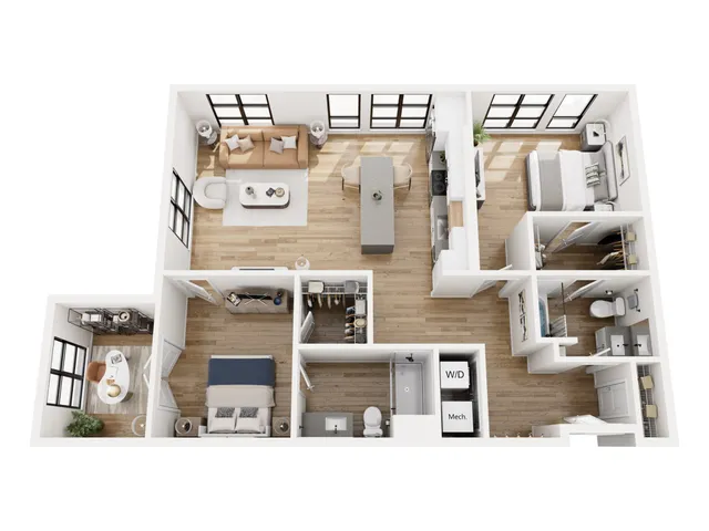 Two Bedroom + Den Floor Plan