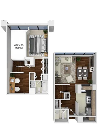 1 Bed w Den 1.5 Bath Loft