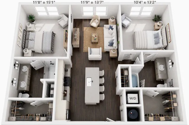 Aspire on 10th B4 two-bedroom floor plan, 1,085 square feet, 2 bed 2 bath in Sarasota, FL