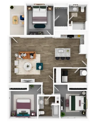 Birch Creek Flats The Birchwood floor plan, 1,261 square feet, 3 bed 2 bath in Canal Winchester, OH