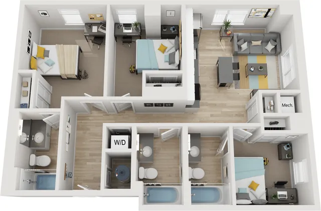 3 BED 3 BATH PENTHOUSE LEVEL