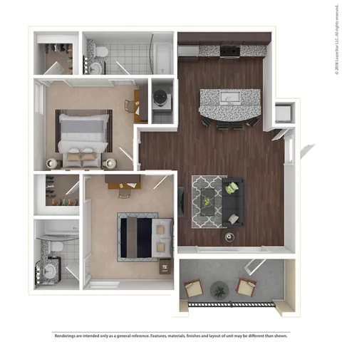 The Reef - Two-Bedroom Floorplan
