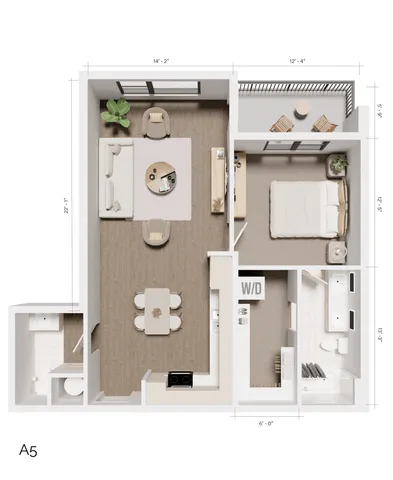 The Grandeur A5 - Willow (Smaller) (1 Bedroom 1.5 Bath)