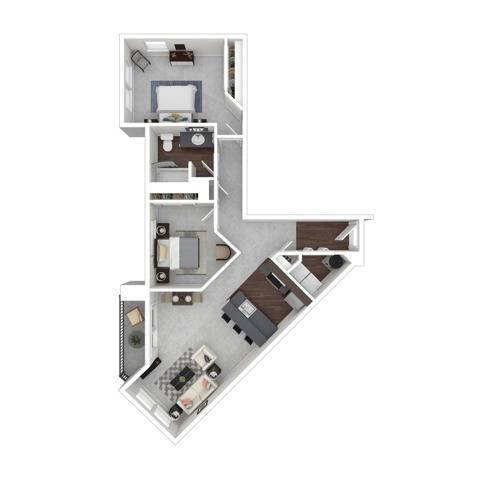 2 Bdrm Floor Plan | Apartments For Rent In Dupont Washington | Trax at DuPont Station