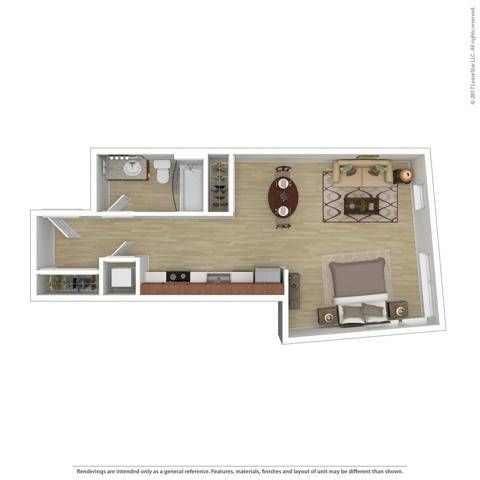 Studio Floor Plan | Apartments For Rent In Portland, OR | Tanner Flats Apartments