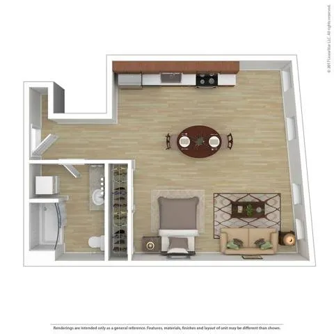 Studio Floor Plan | Apartments For Rent In Portland, OR | Tanner Flats Apartments