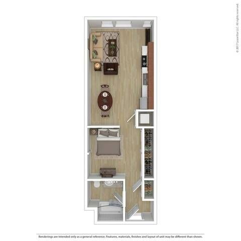 1 Bedroom Floor Plan | Apartments For Rent In Portland, OR | Tanner Flats Apartments