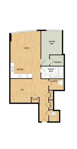 Tower One Bedroom One Bath with Den - Birch