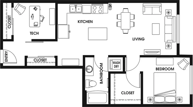 1 Bed 1 Bath + Den